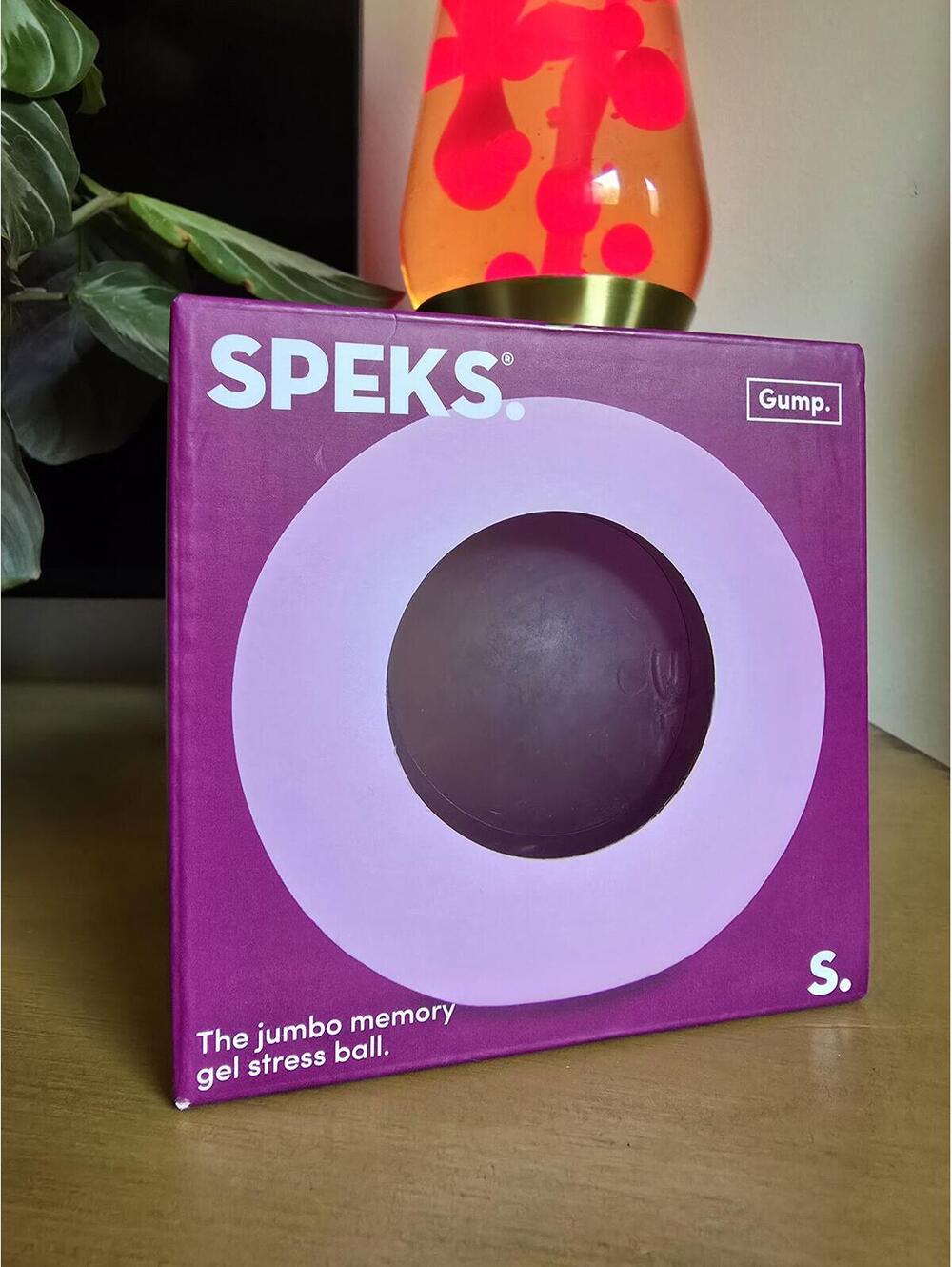 NIB Speks Jumbo Gump Memory Gel Stress Ball - Moon Jelly